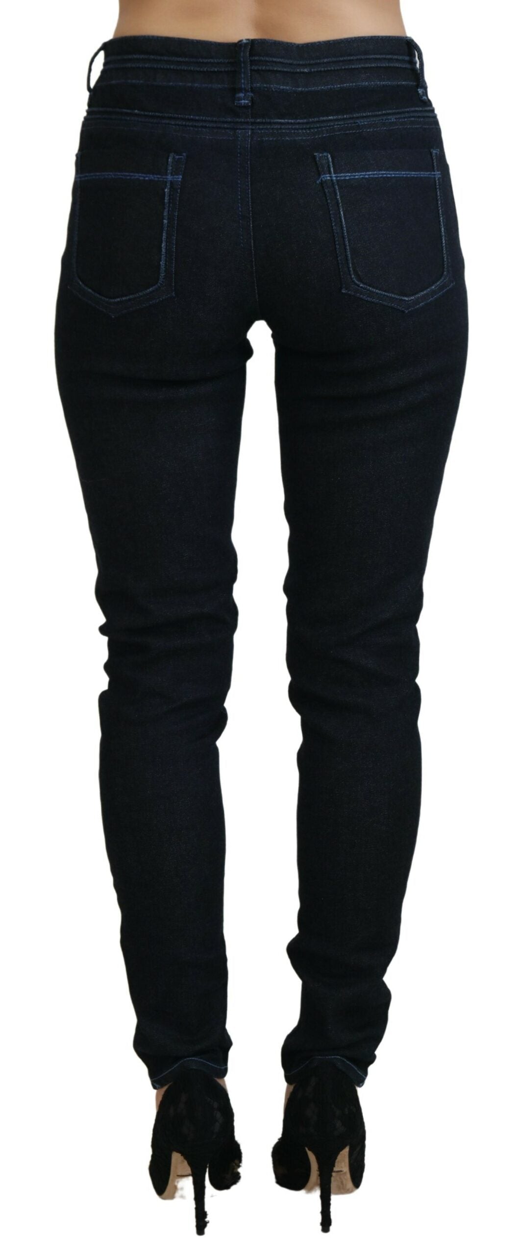 - Chic Slim-Fit Cotton Denim in Dark Blue
