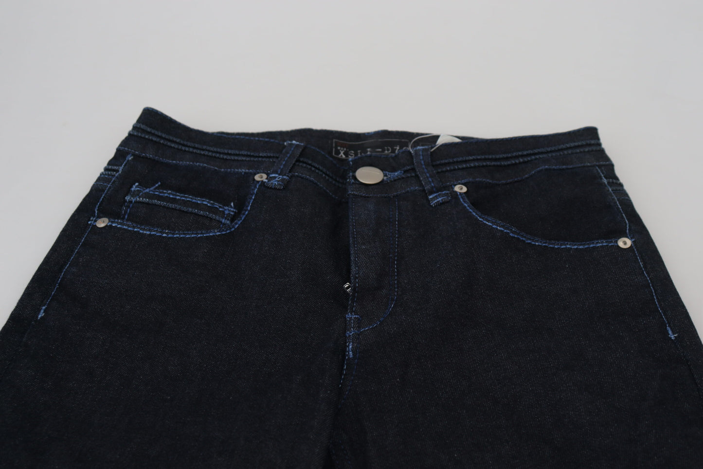 - Chic Slim-Fit Cotton Denim in Dark Blue
