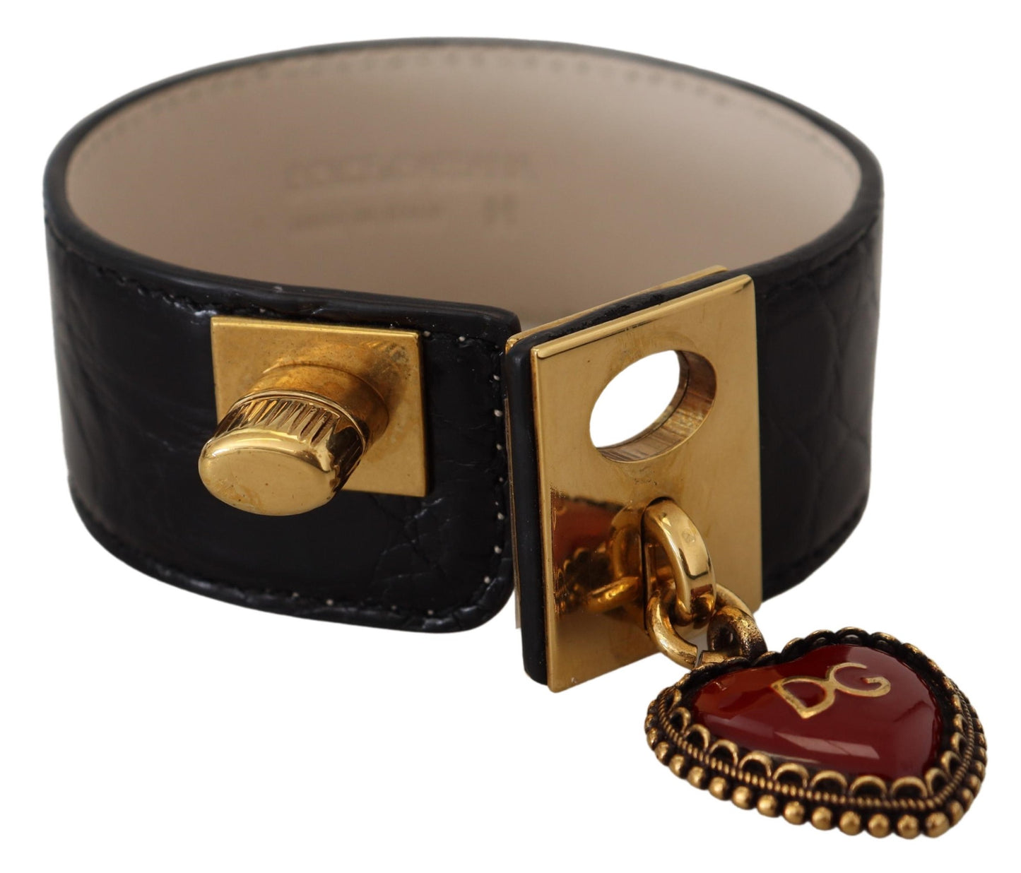 - Elegant Black Leather Gold Detail Bracelet