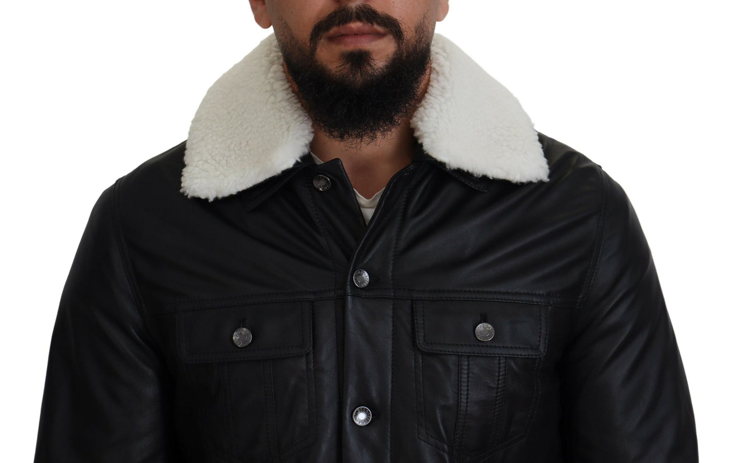 Elegant Black Leather Bomber Jacket - The Luxe Alliance
