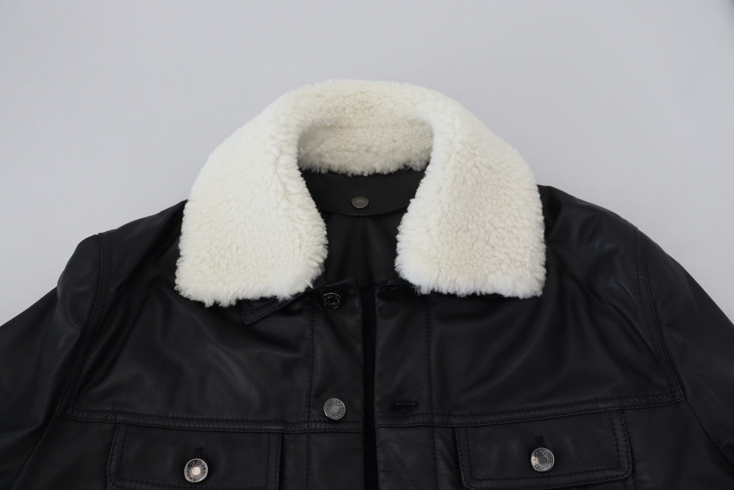 - Elegant Black Leather Bomber Jacket
