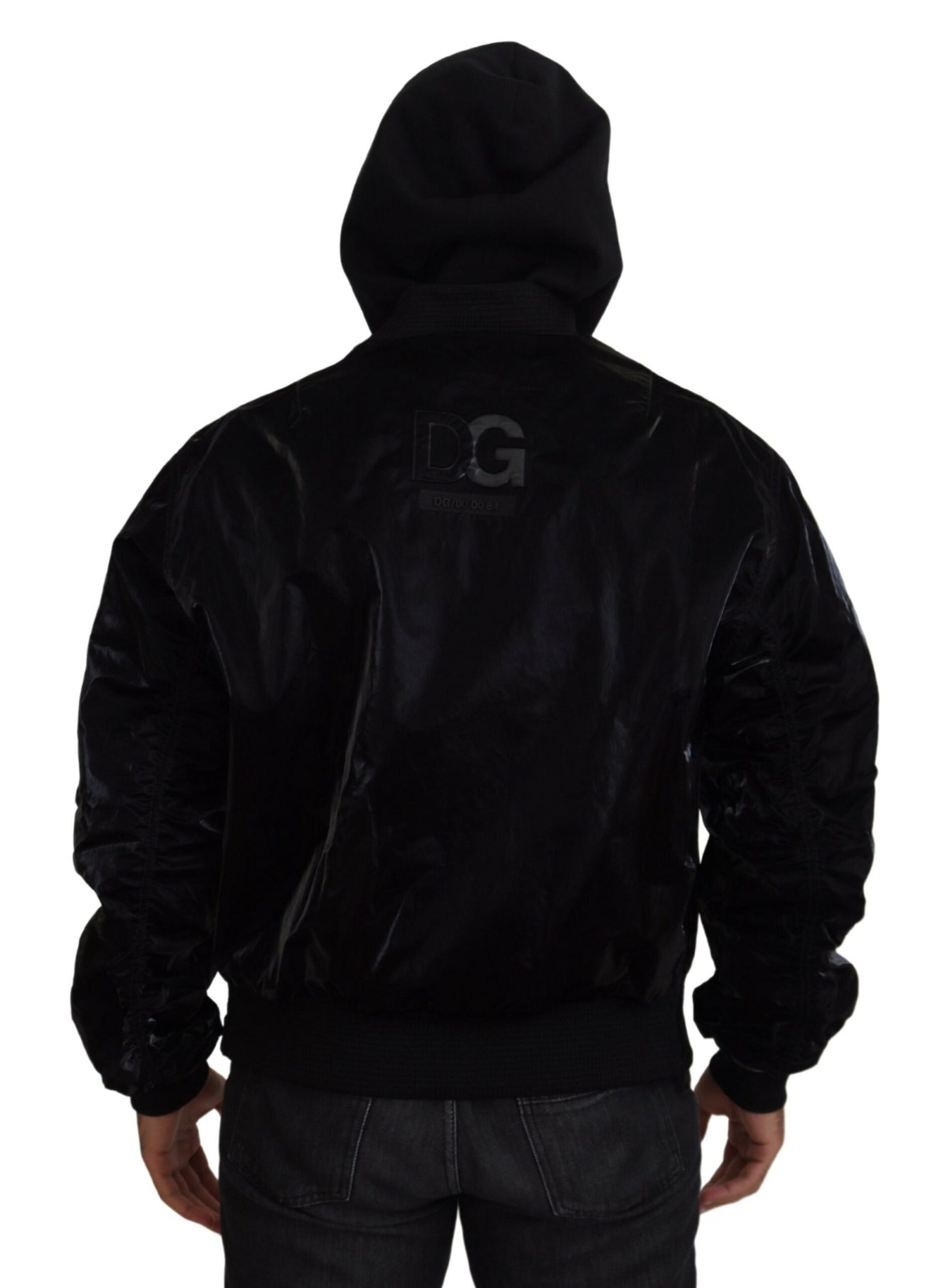 - Elegant Black Bomber Hooded Jacket