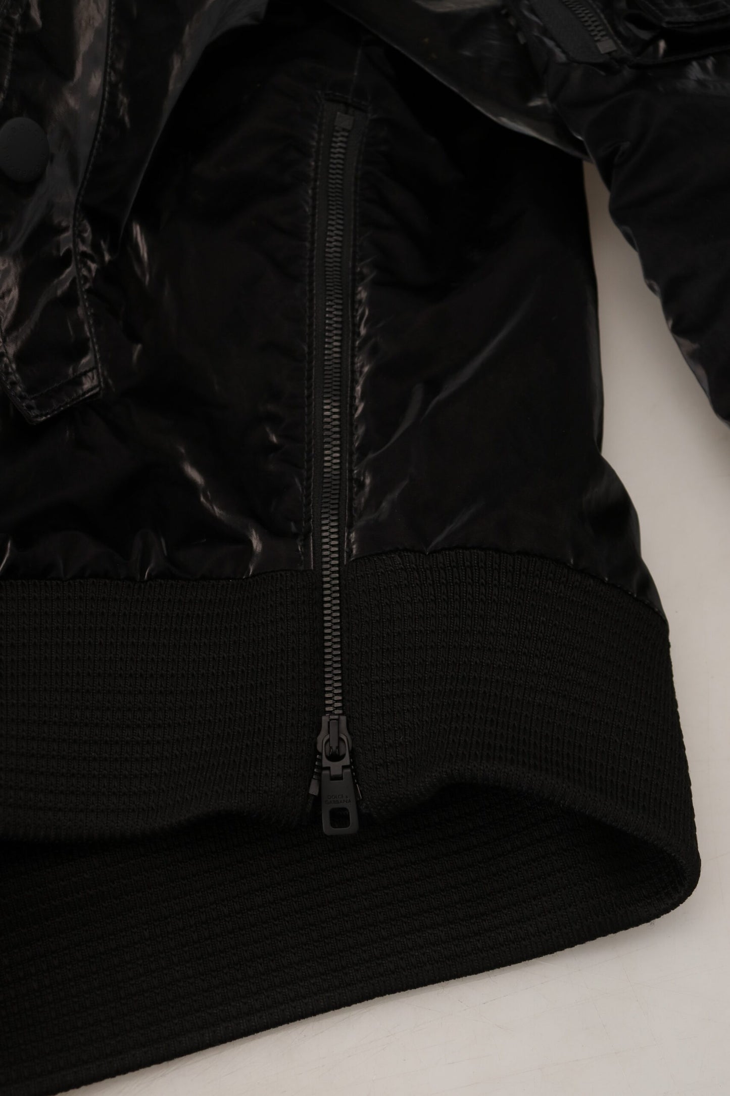 - Elegant Black Bomber Hooded Jacket
