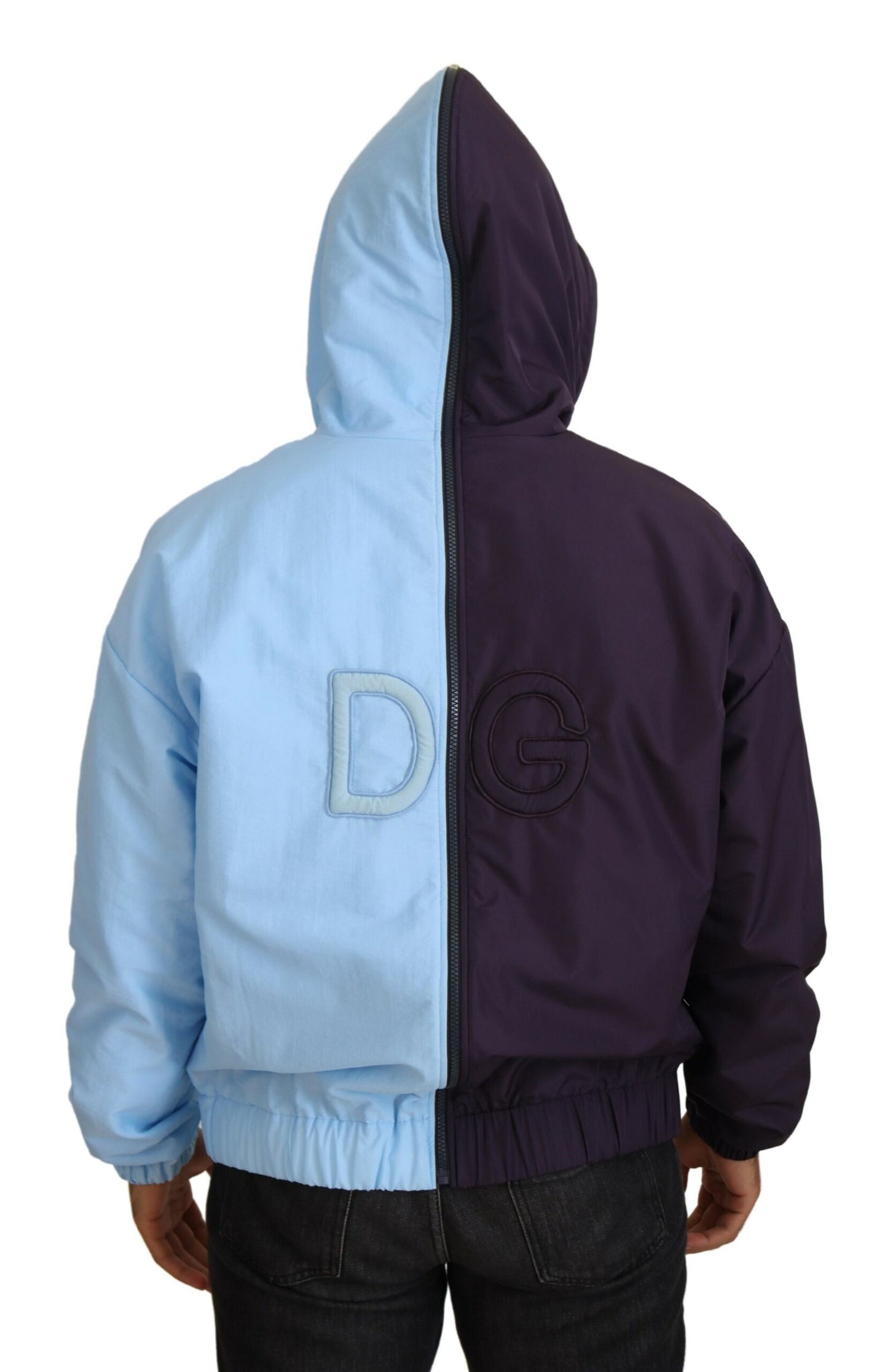 - Elegant Hooded Blue Jacket - Full Zipper Closure