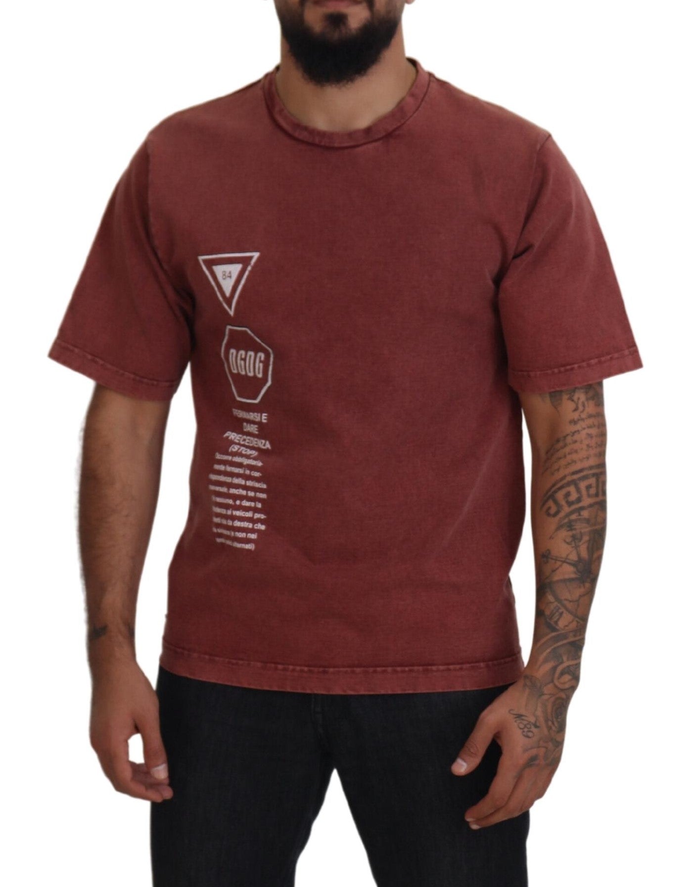 - Elegant Maroon Printed Cotton Tee