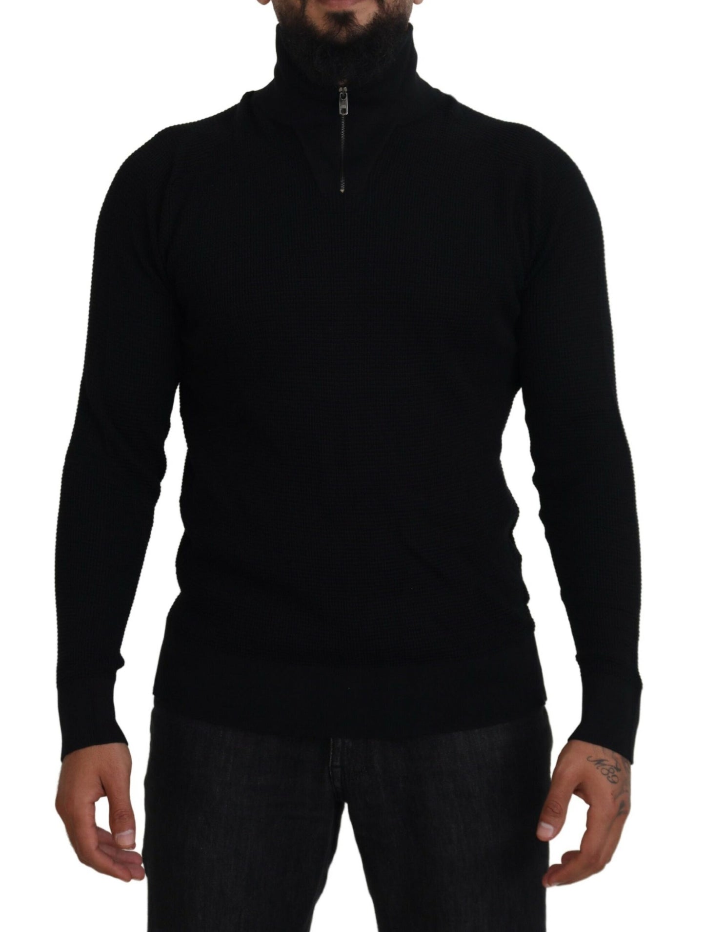 - Elegant Silk Blend Black Pullover Sweater
