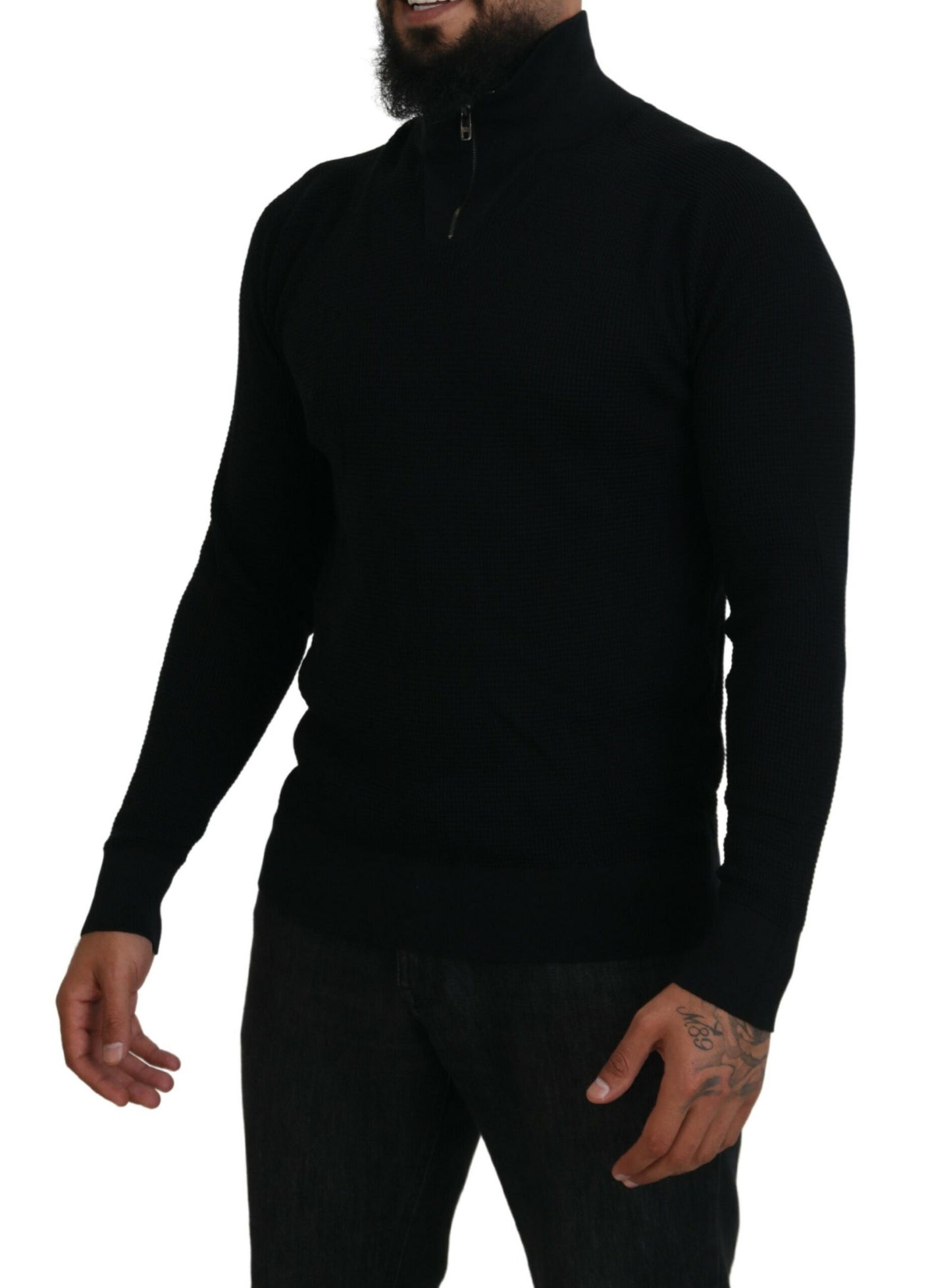 - Elegant Silk Blend Black Pullover Sweater