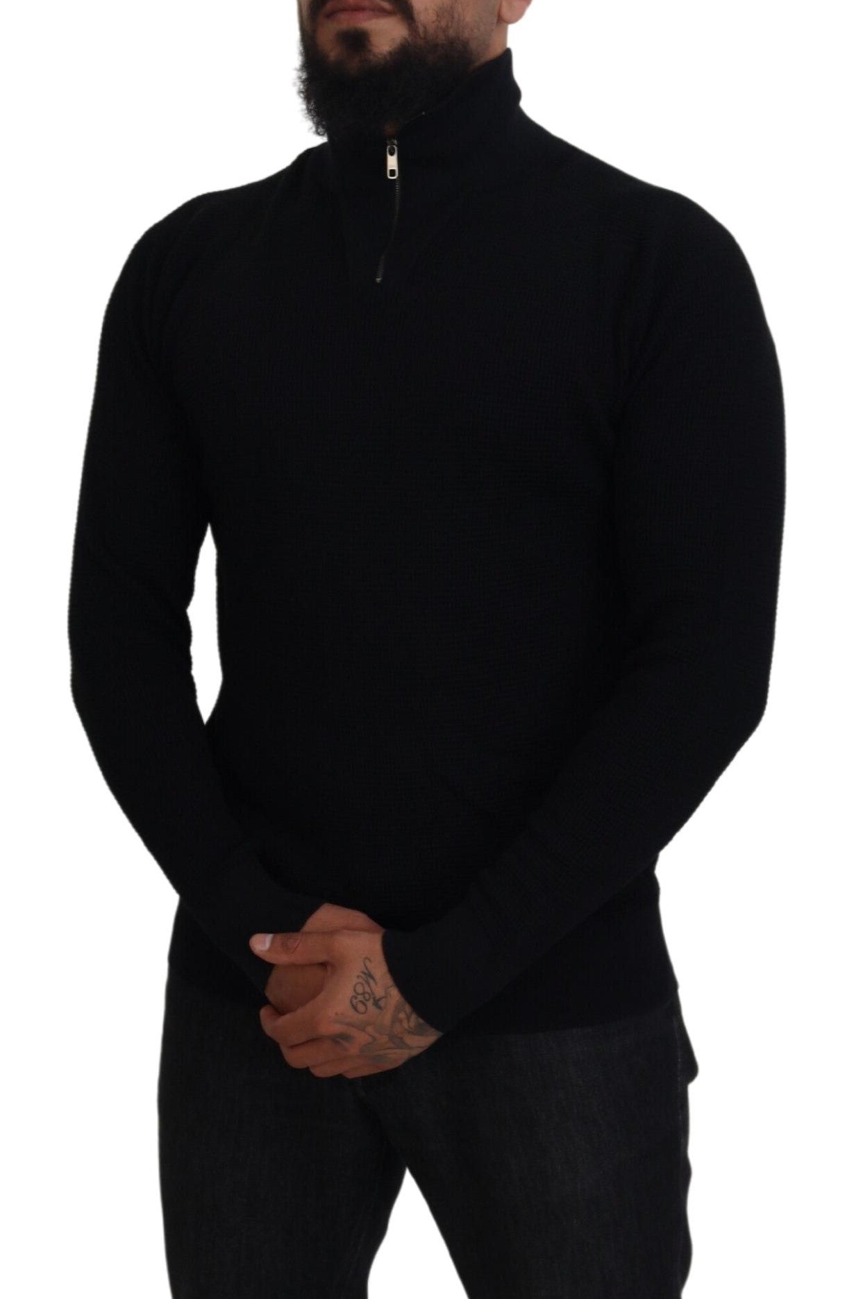 - Elegant Silk Blend Black Pullover Sweater