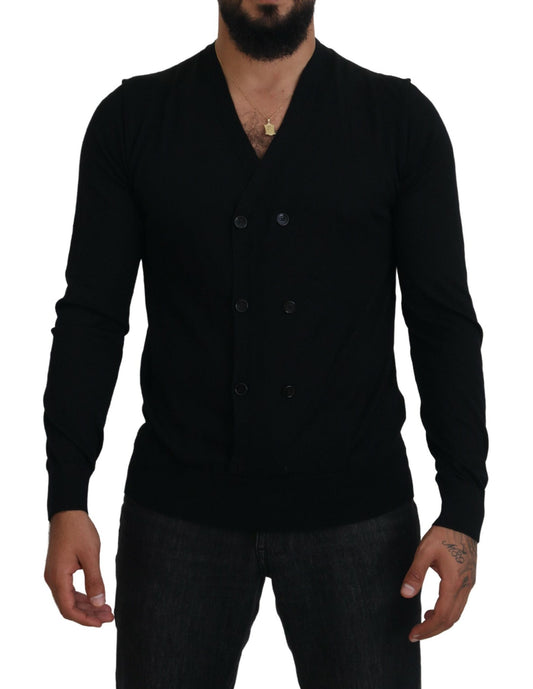 - Elegant Black Cashmere Cardigan Sweater