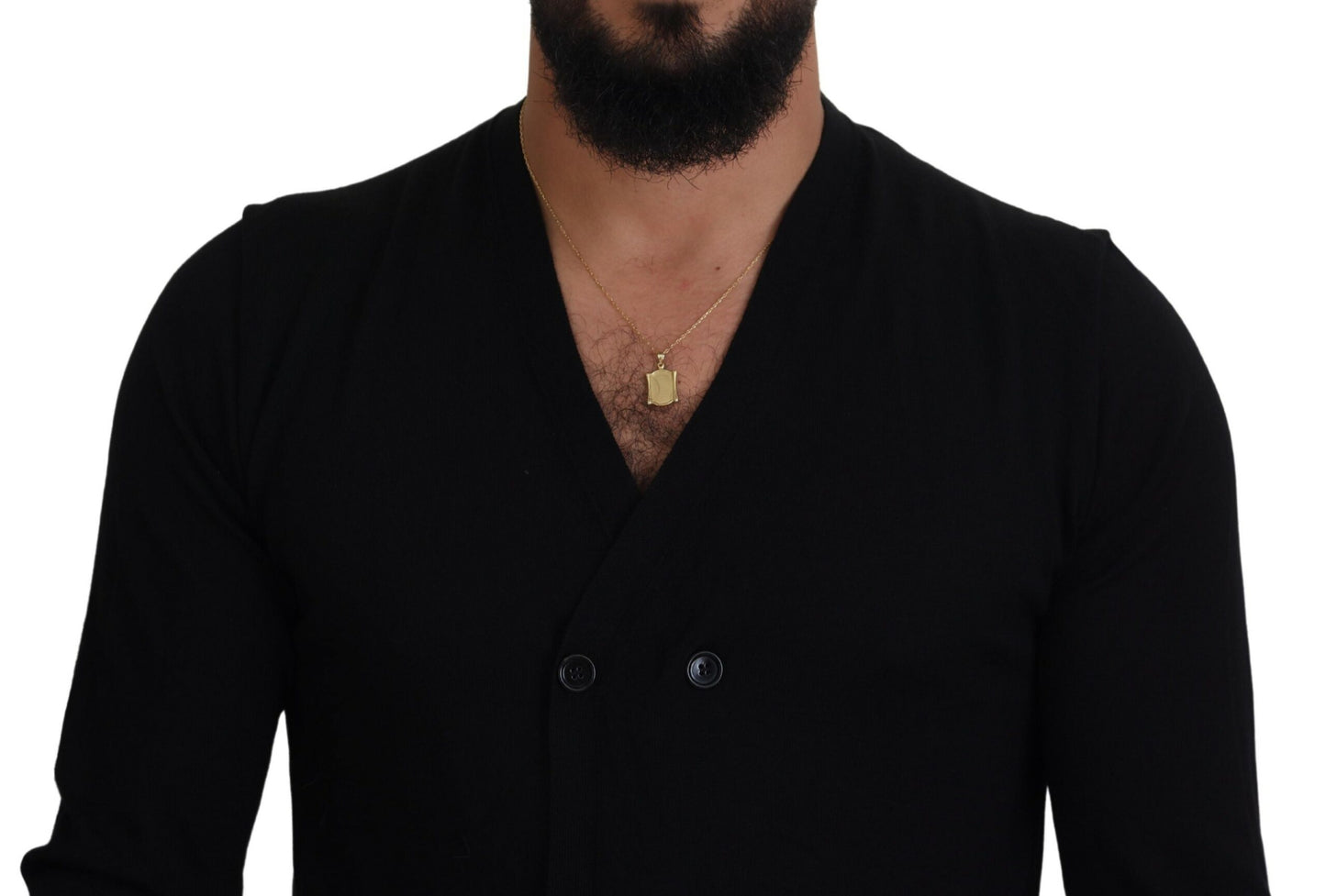 - Elegant Black Cashmere Cardigan Sweater