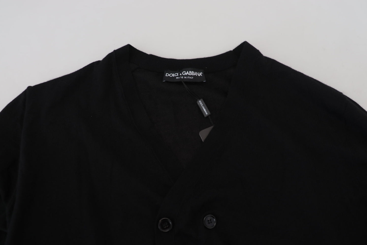 - Elegant Black Cashmere Cardigan Sweater