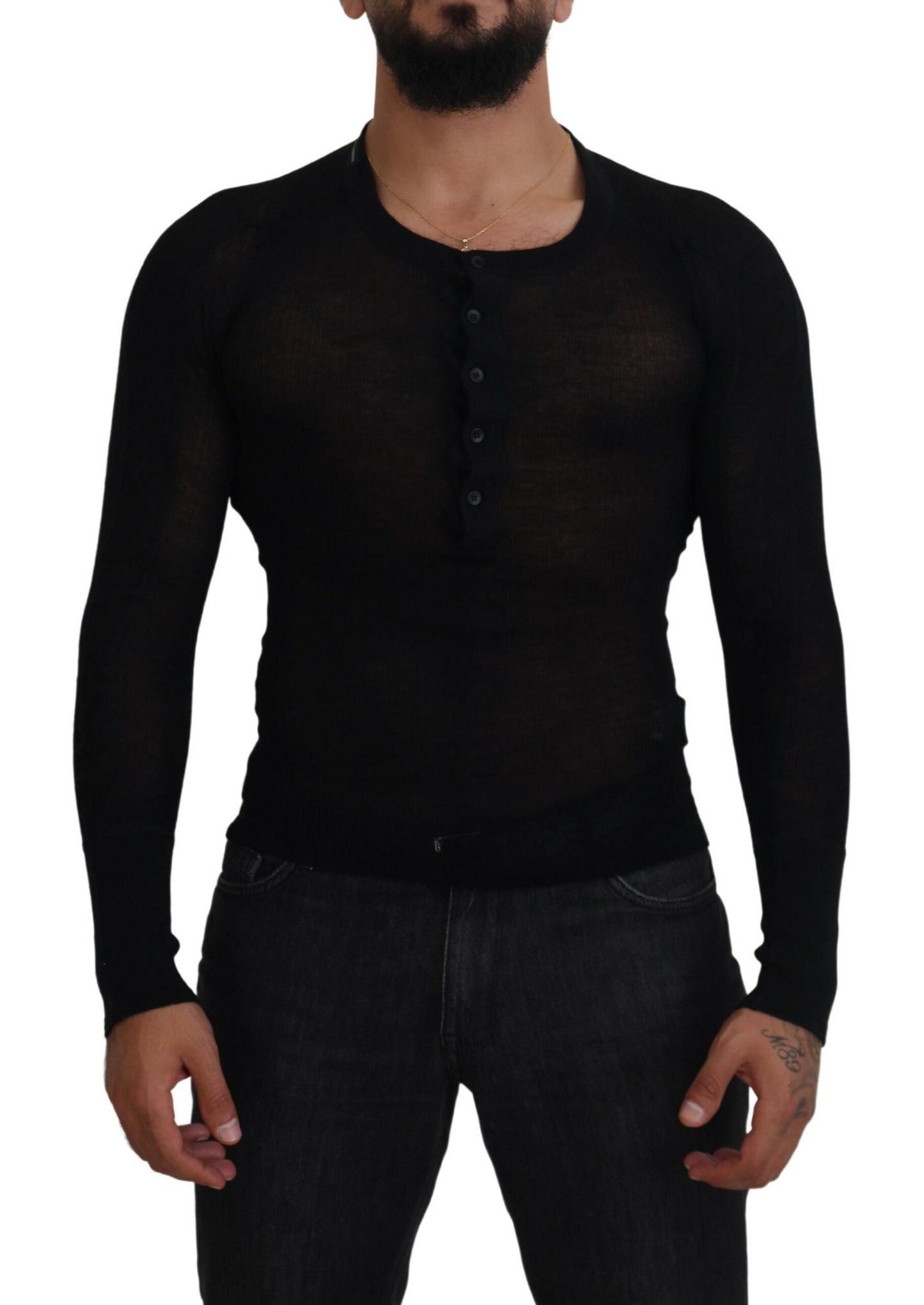 - Elegant Black Cashmere Pullover Sweater