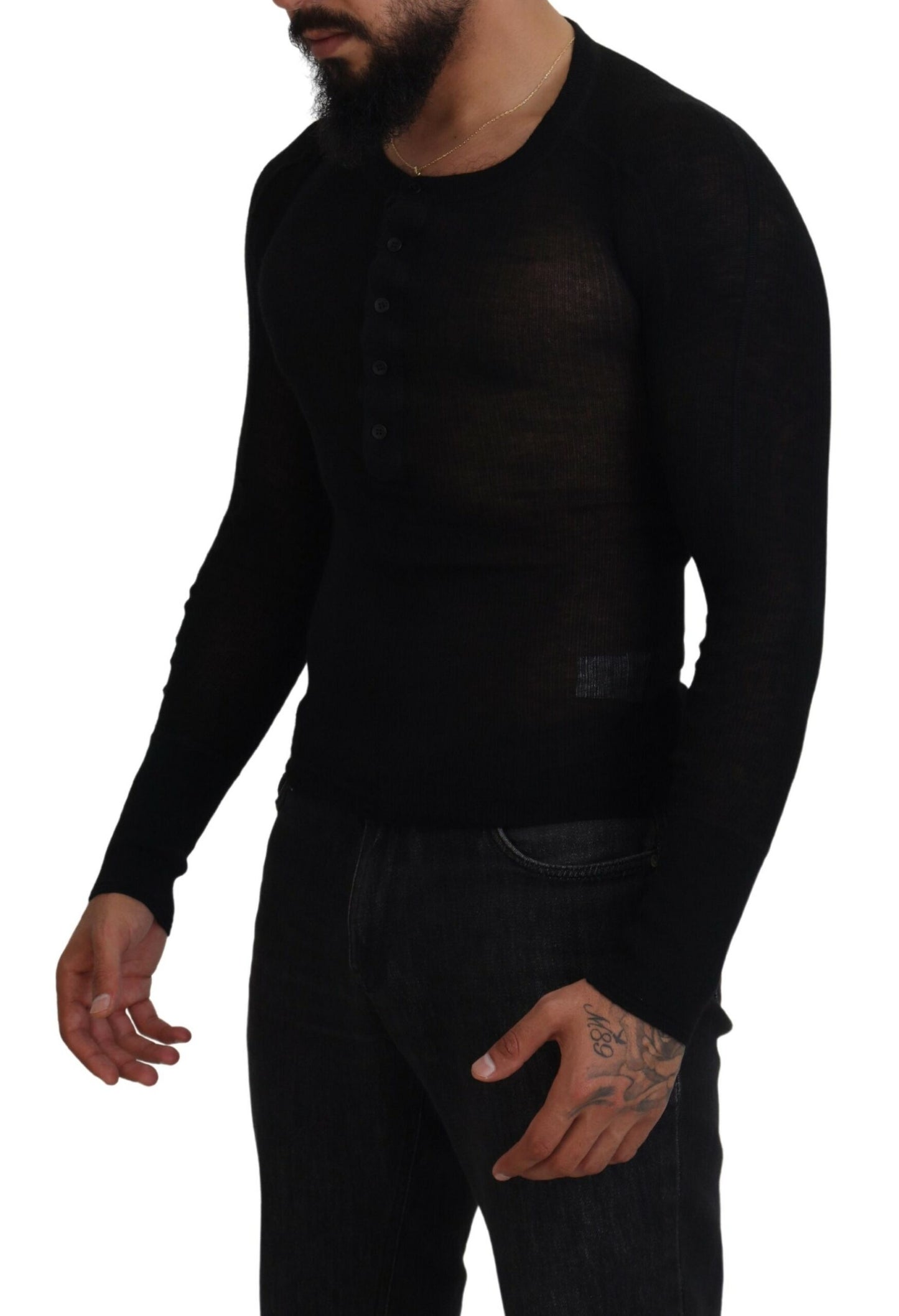 - Elegant Black Cashmere Pullover Sweater