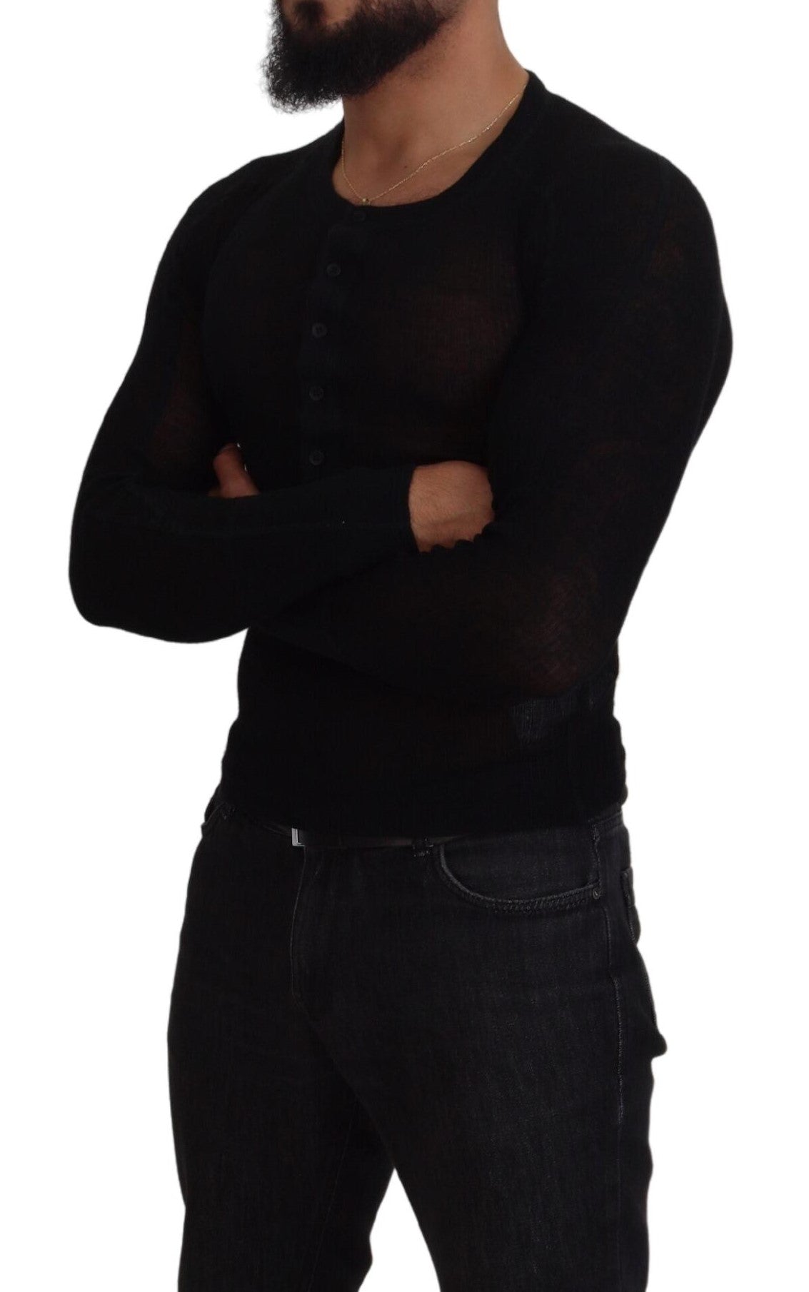 - Elegant Black Cashmere Pullover Sweater