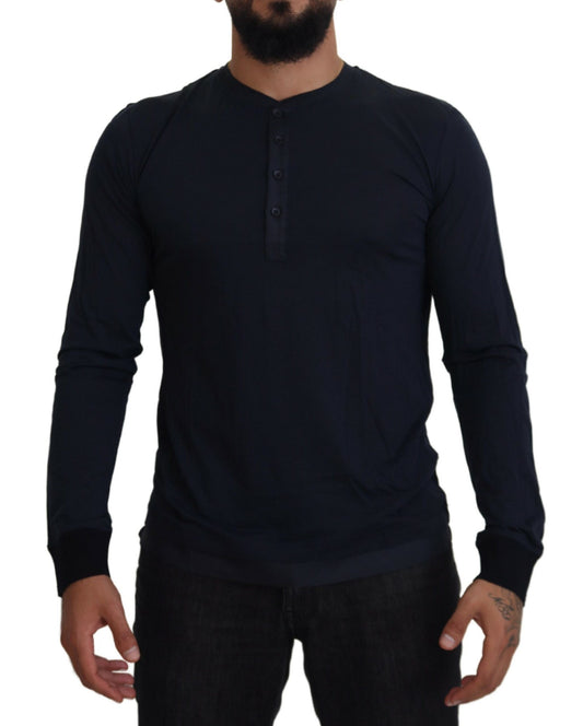- Elegant Cotton-Silk Blend Blue Pullover