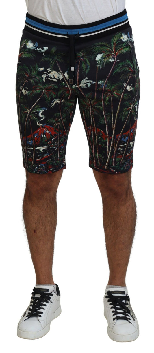 - Volcano Print Casual Knee-Length Shorts