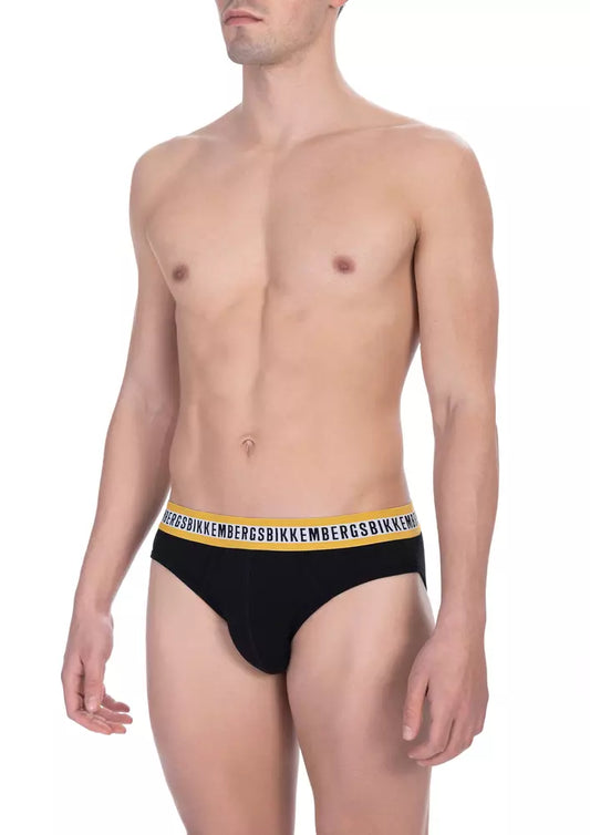 Bikkembergs Black Cotton Men Brief - Bi-Pack