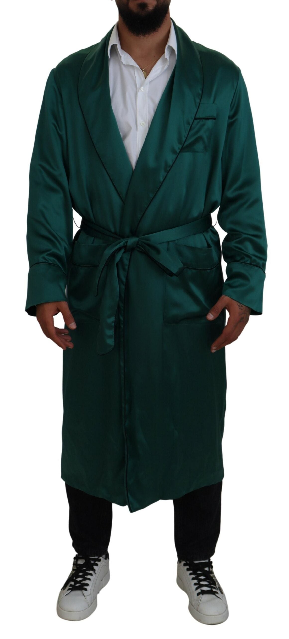 - Elegant Silk Robe in Lush Green
