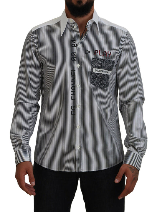 - Classic Black and White Striped Button-Down Shirt