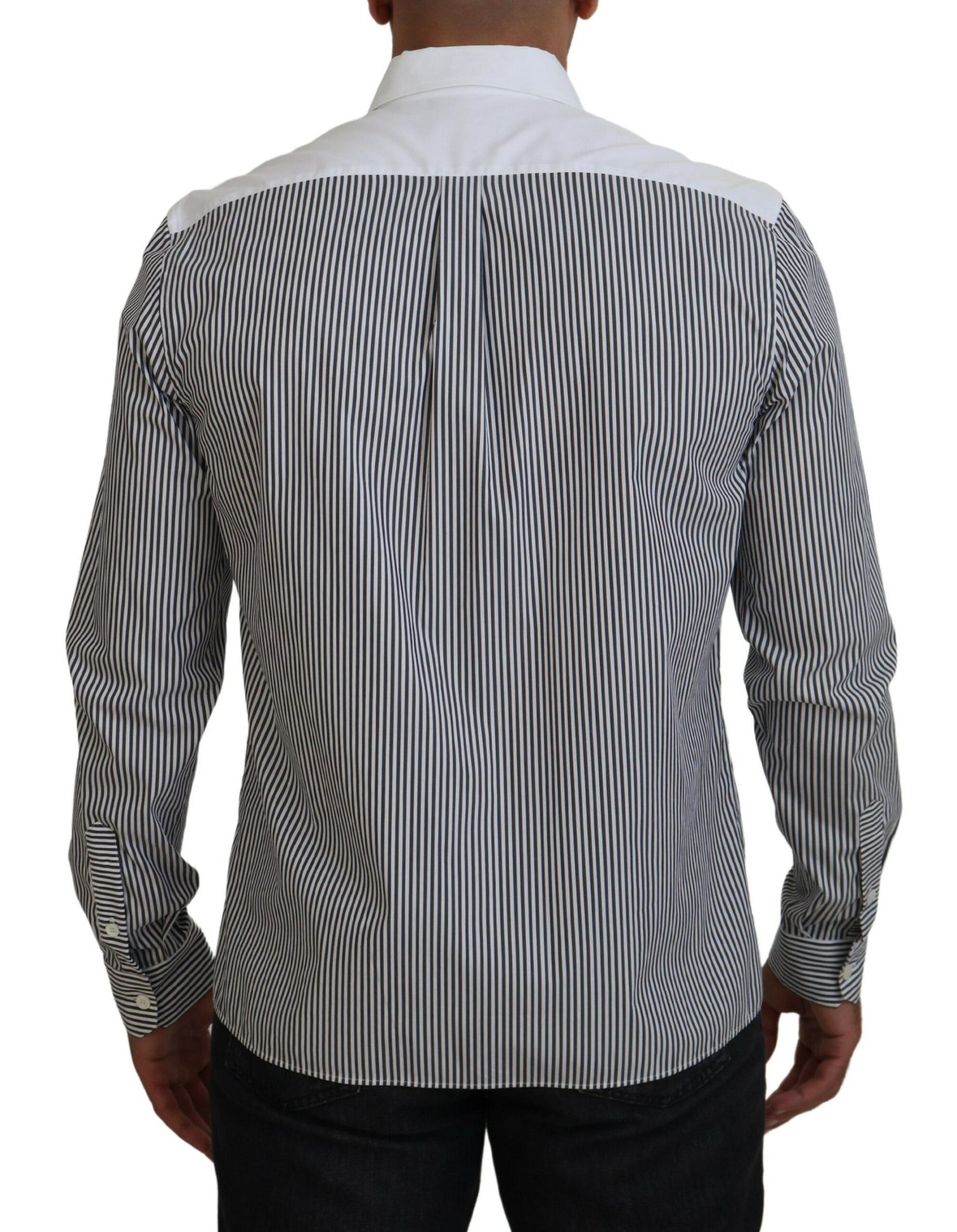 - Classic Black and White Striped Button-Down Shirt