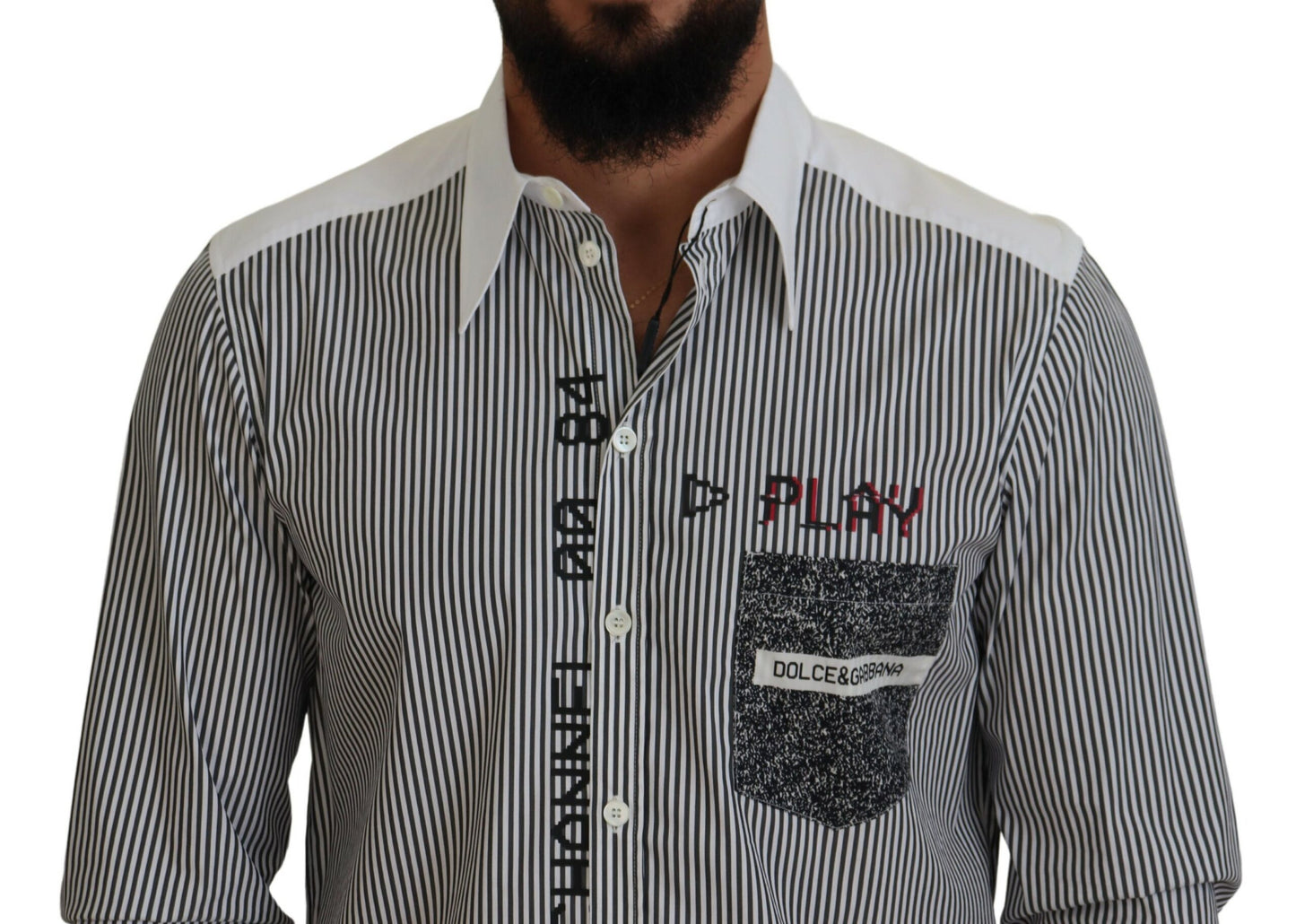 - Classic Black and White Striped Button-Down Shirt