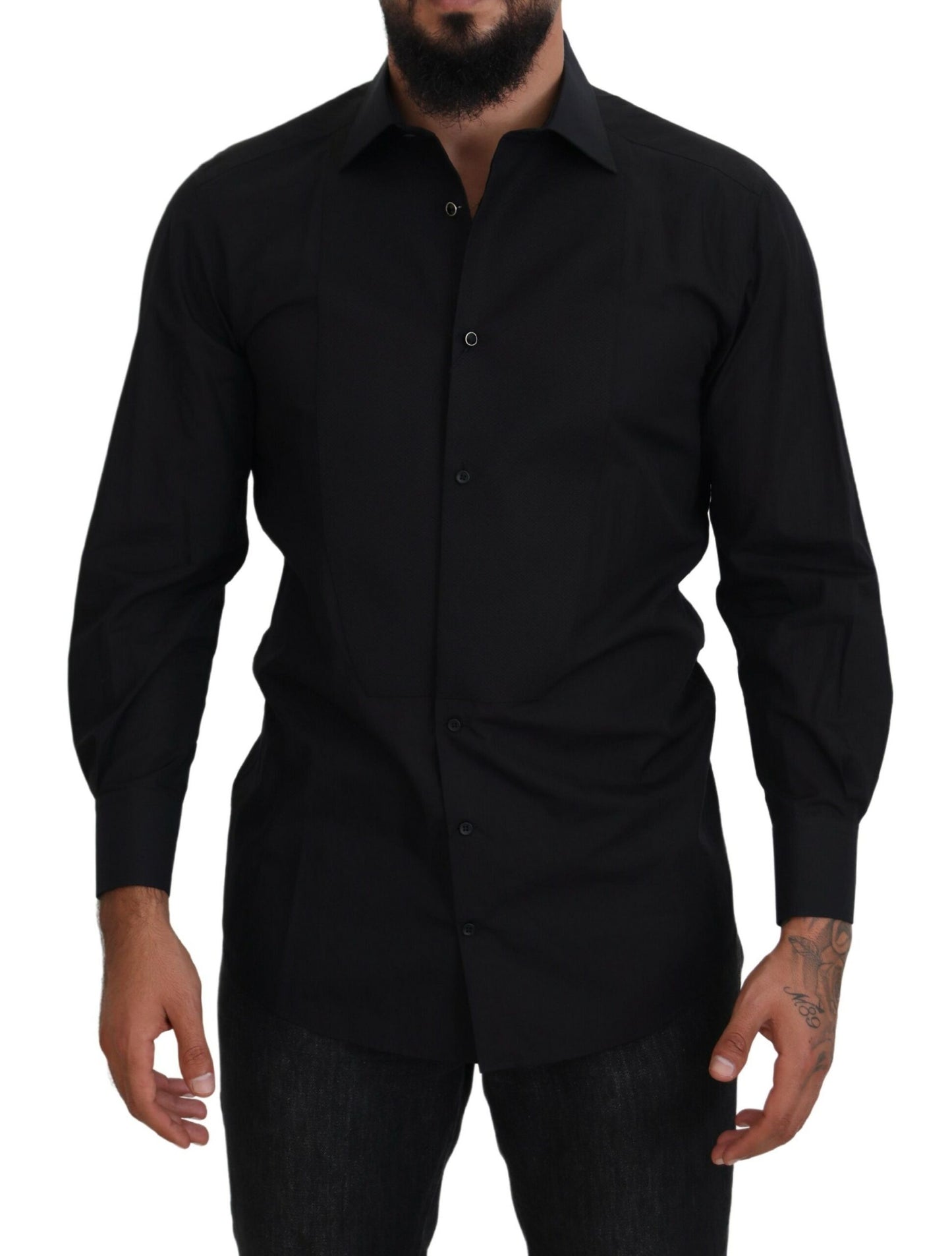 - Elegant Black Formal Long Sleeve Shirt