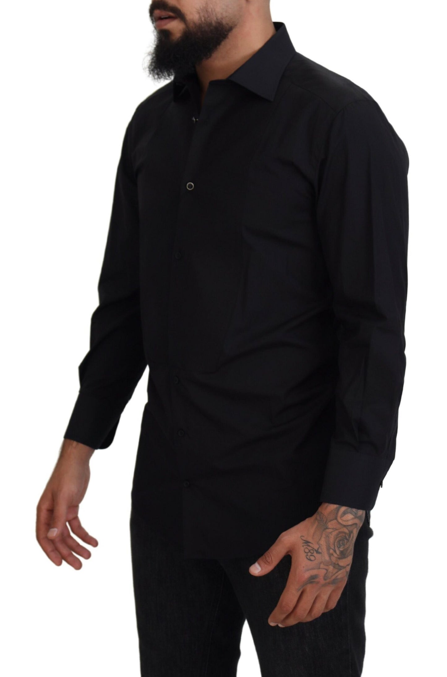 - Elegant Black Formal Long Sleeve Shirt