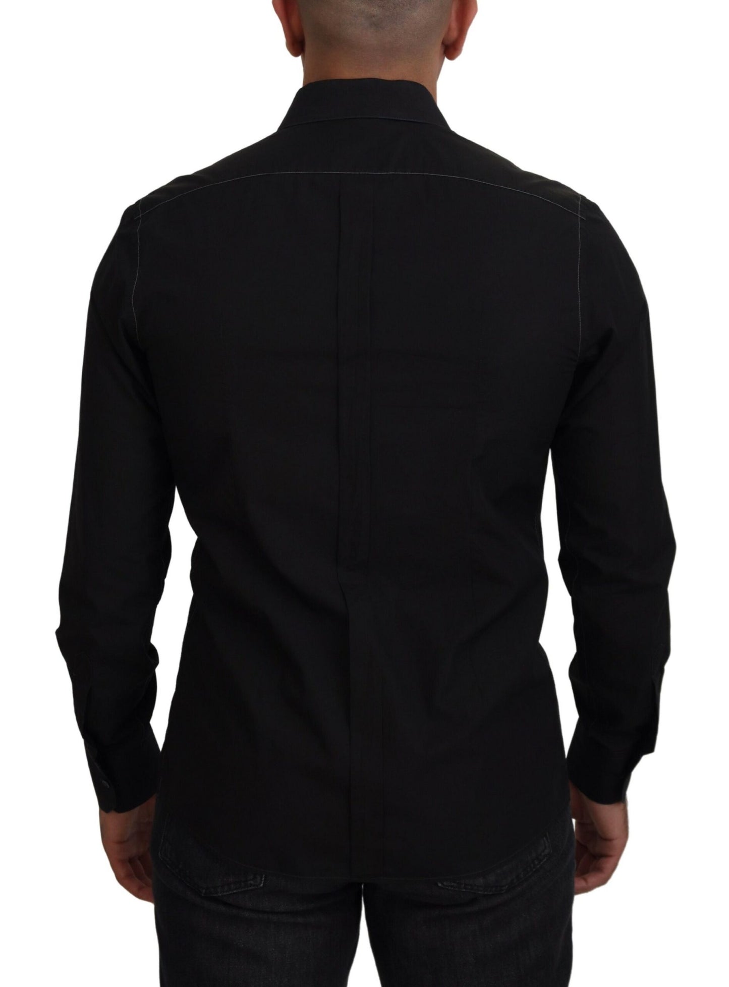 Dolce & Gabbana Men’s Black Formal Cotton Shirt – Italian Luxury Tailoring