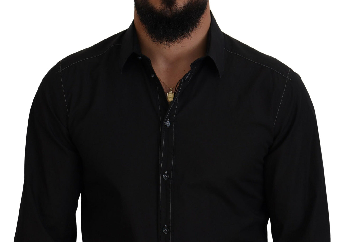 Dolce & Gabbana Men’s Black Formal Cotton Shirt – Italian Luxury Tailoring