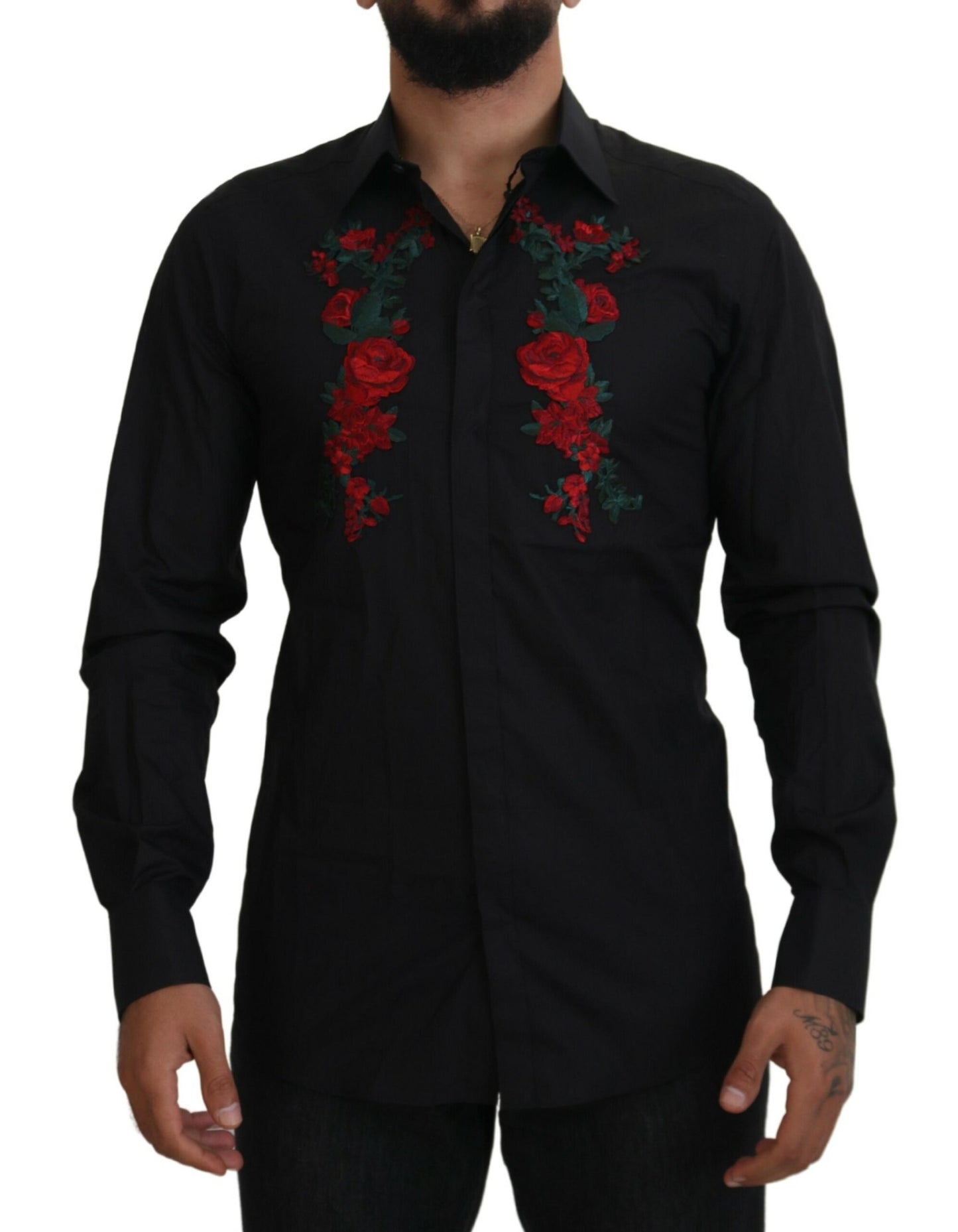 - Elegant Floral Embroidered Cotton Shirt