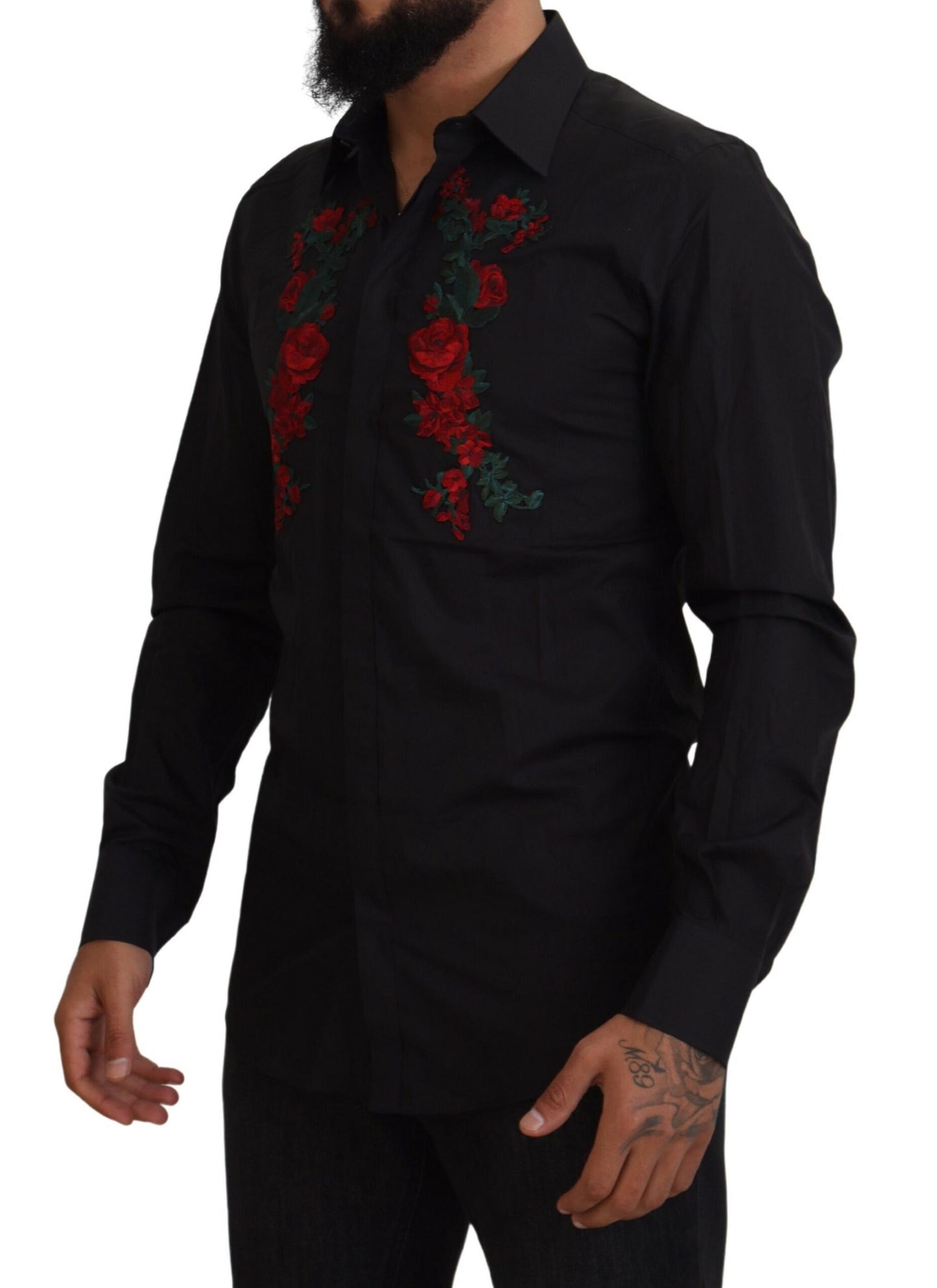 - Elegant Floral Embroidered Cotton Shirt