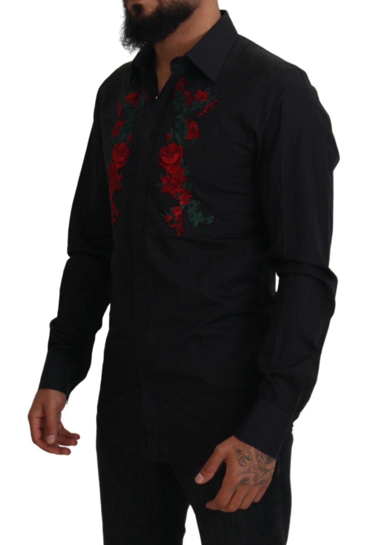 - Elegant Floral Embroidered Cotton Shirt