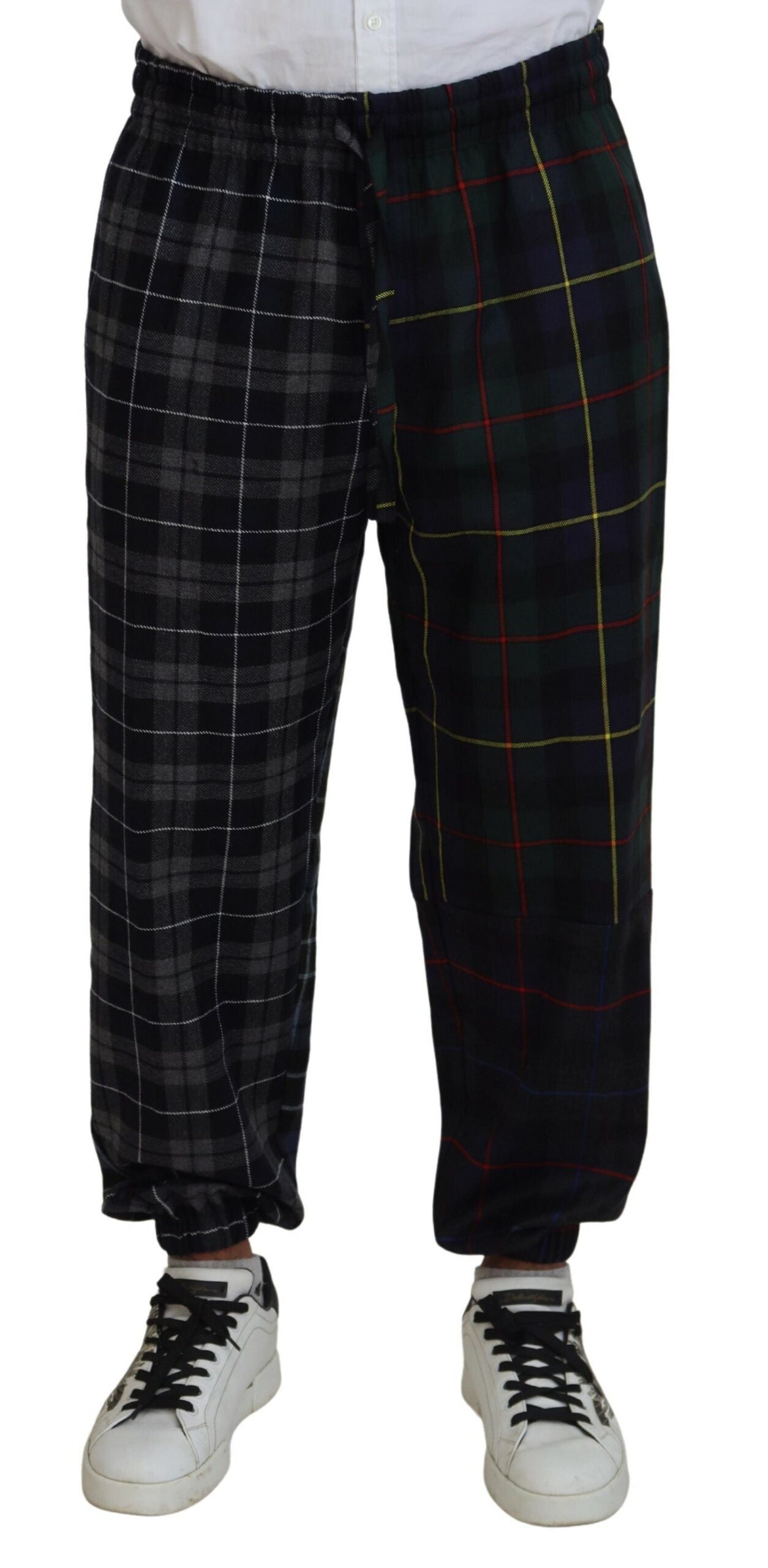 - Checkered Wool Blend Jogger Pants