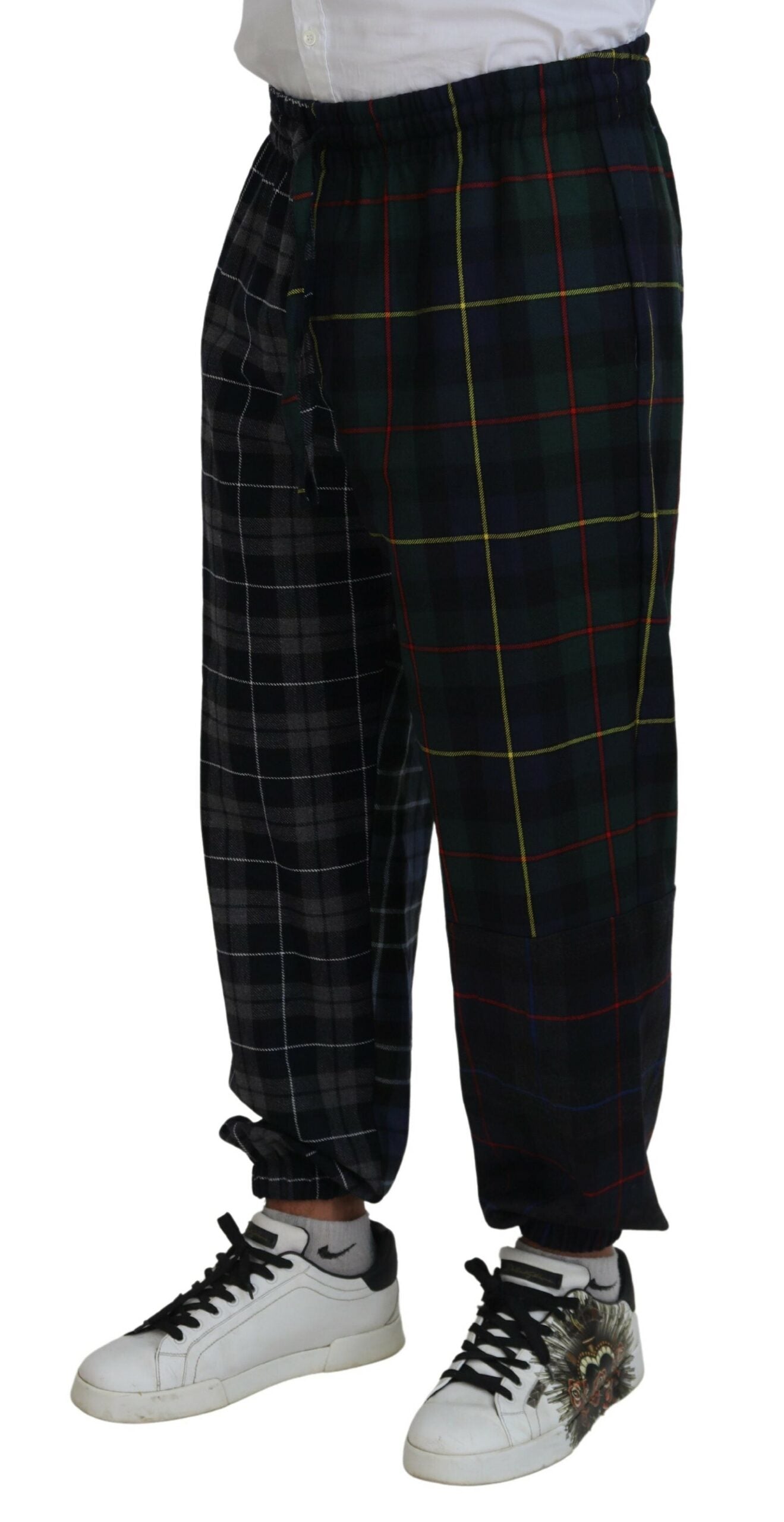 - Checkered Wool Blend Jogger Pants