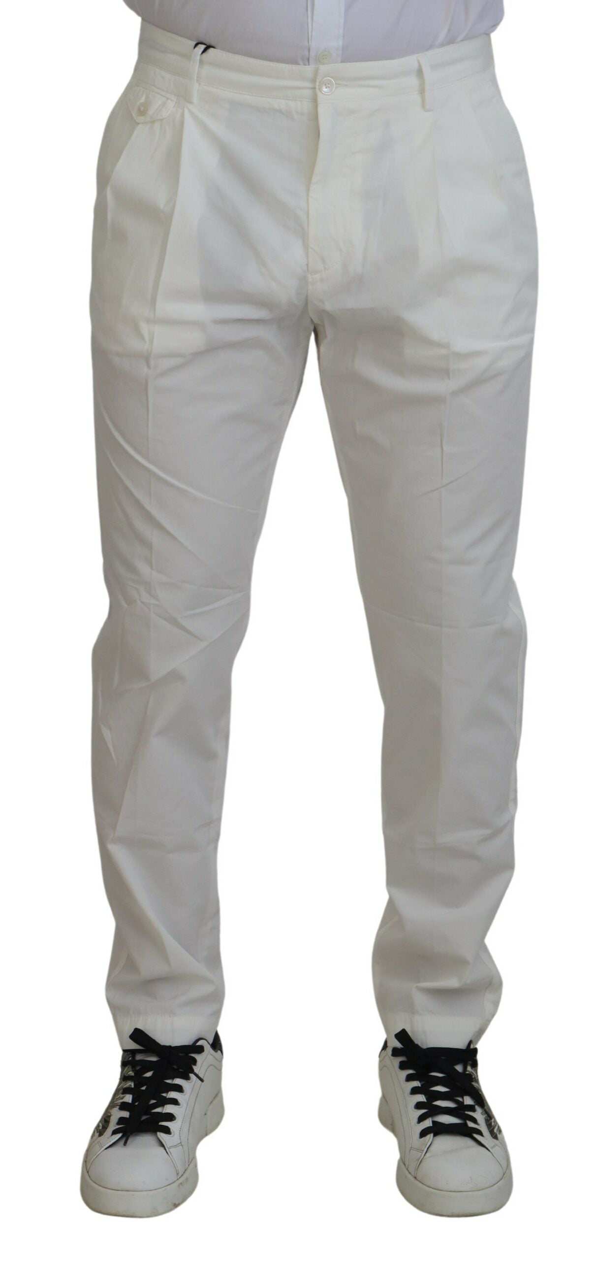 - Elegant White Cotton Chino Pants
