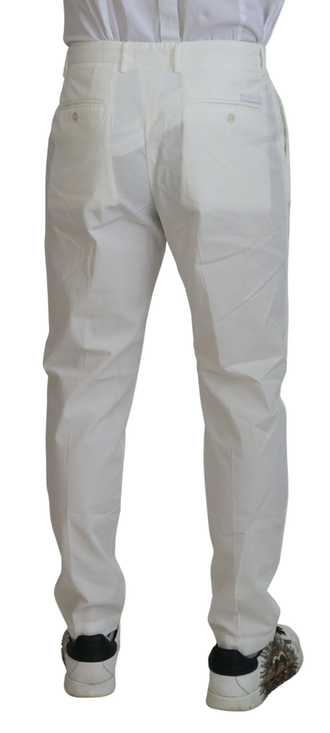 - Elegant White Cotton Chino Pants