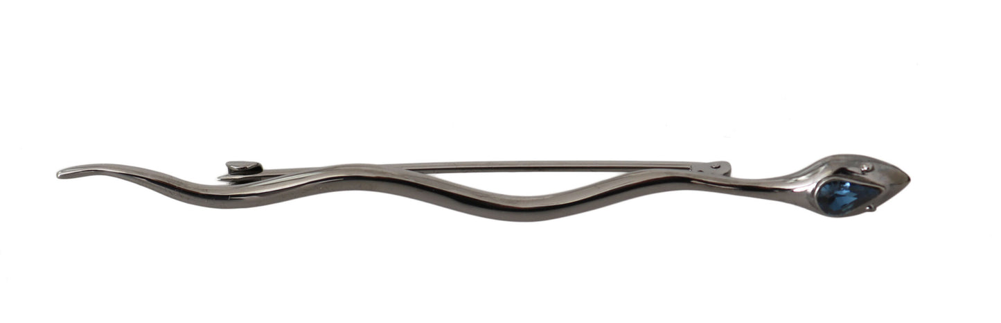 - Elegant Crystal-Embellished Silver Brooch