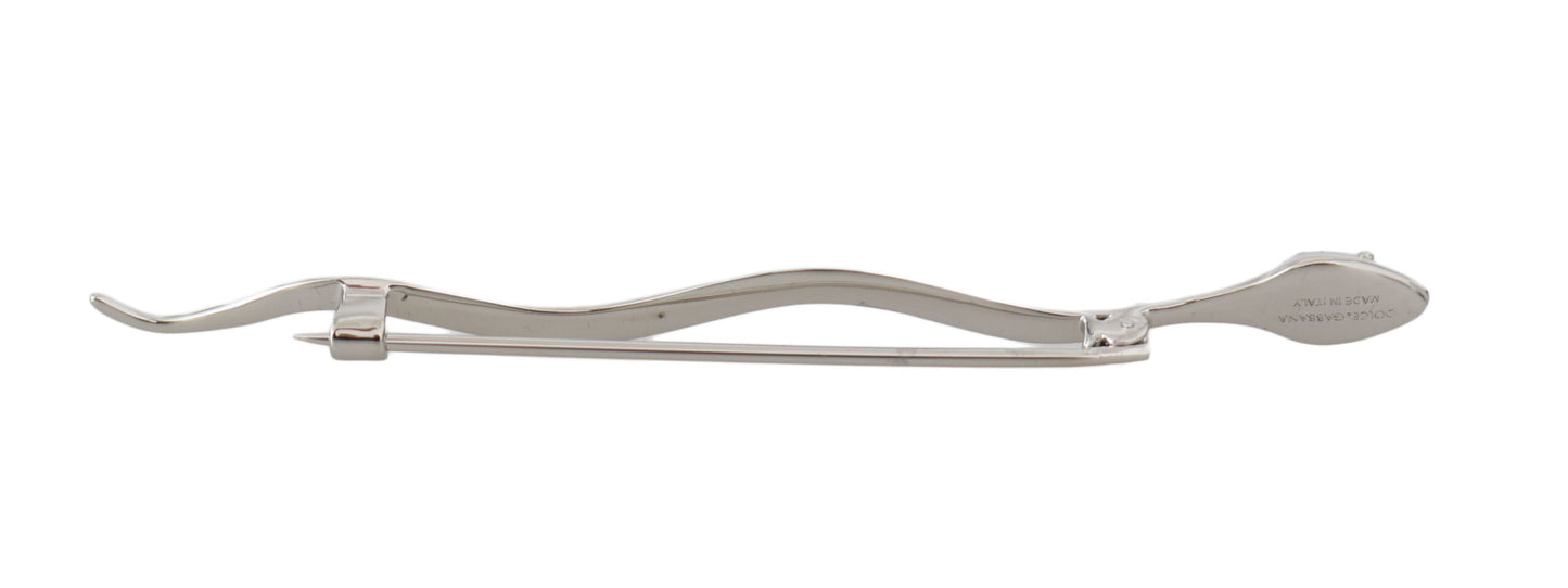 - Elegant Crystal-Embellished Silver Brooch Pin
