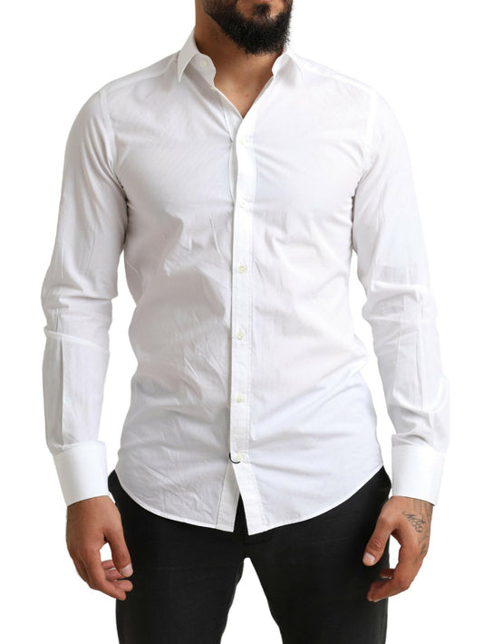 - Elegant White Cotton Martini Dress Shirt