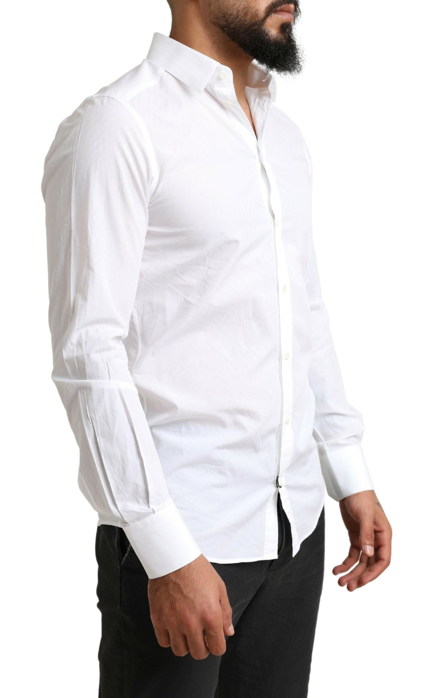 - Elegant White Cotton Martini Dress Shirt