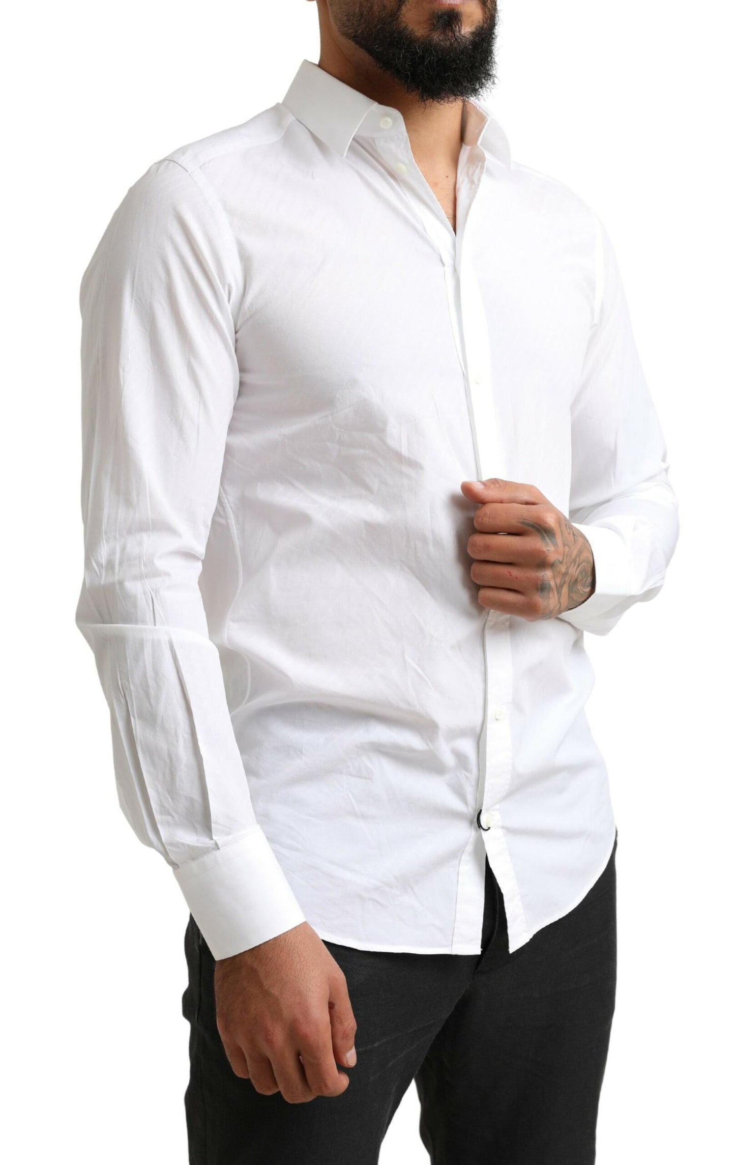 - Elegant White Cotton Martini Dress Shirt