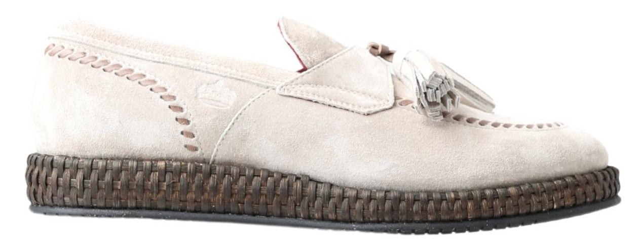 - Elegant Ivory Leather Espadrilles