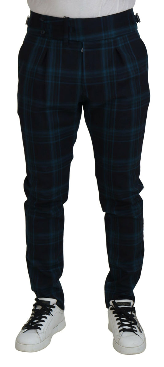 - Elegant Plaid Wool Dress Pants