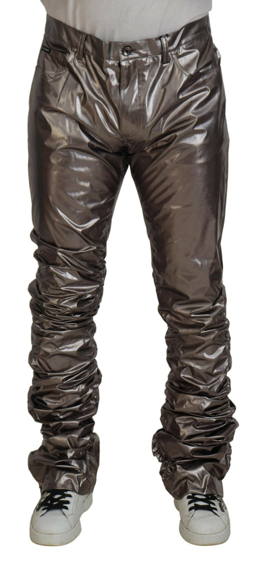 - Metallic Silver Casual Pants