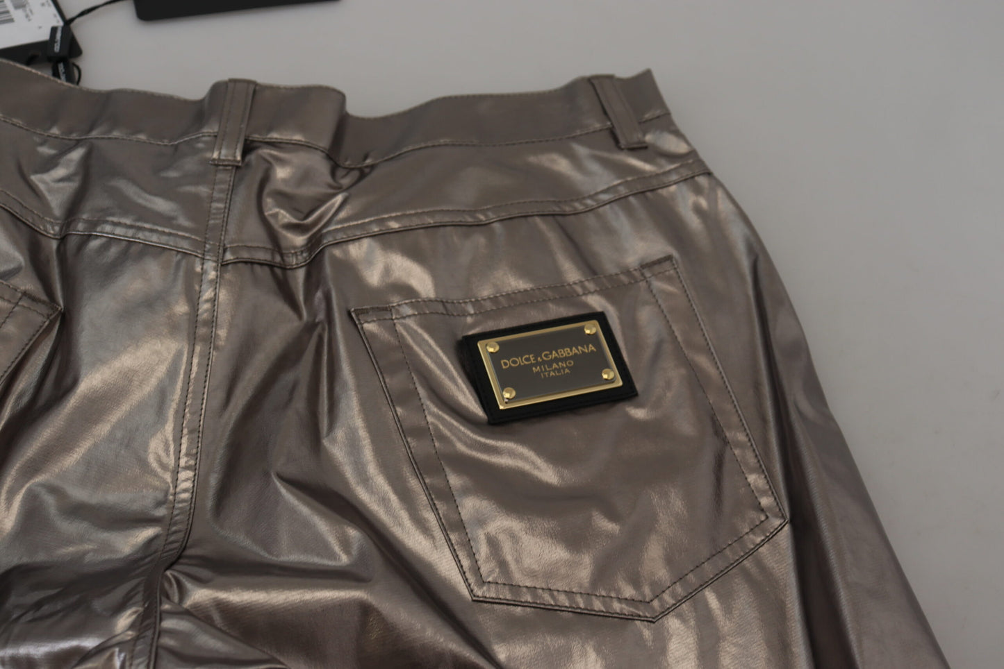 - Metallic Silver Casual Pants