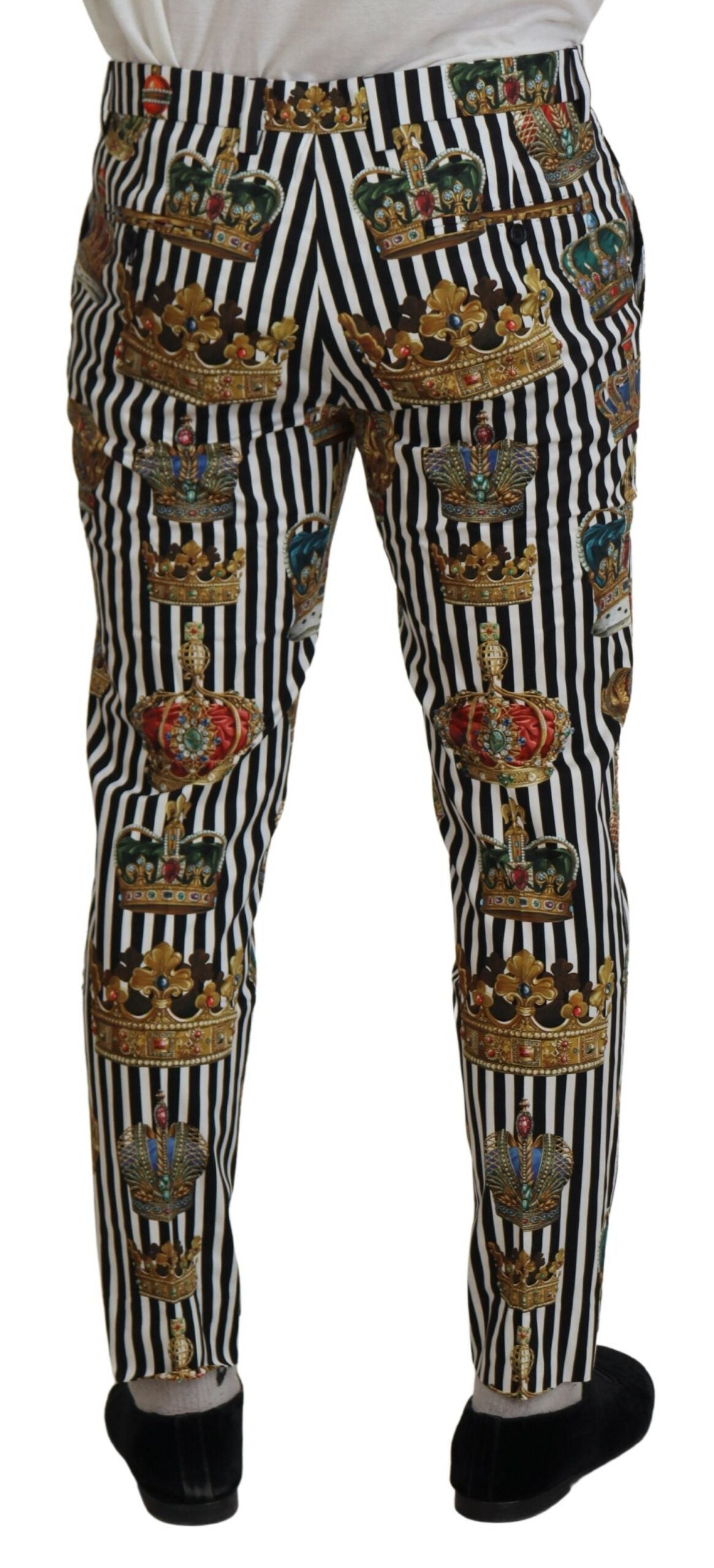 - Elegant Gold Crown Stripe Chino Pants