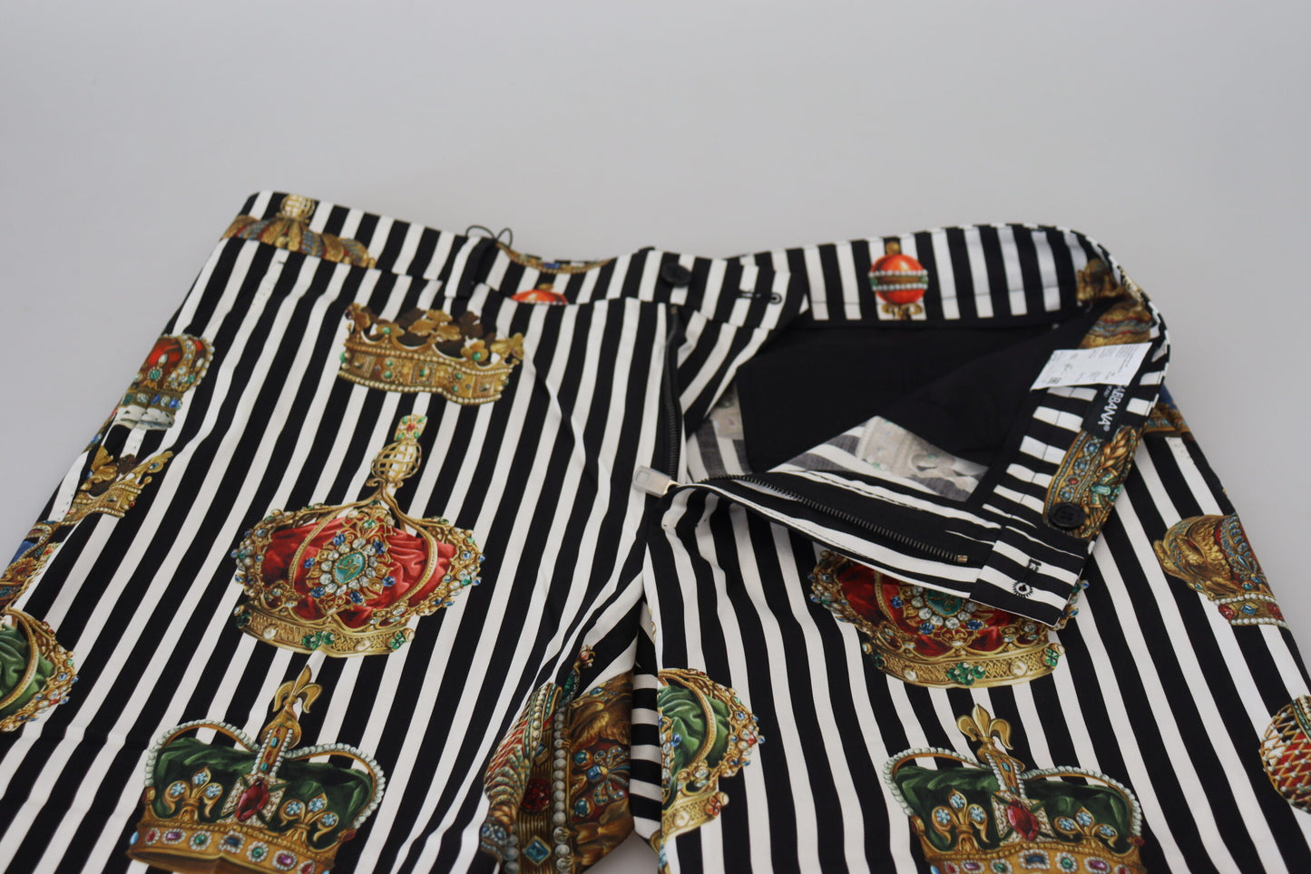 - Elegant Gold Crown Stripe Chino Pants
