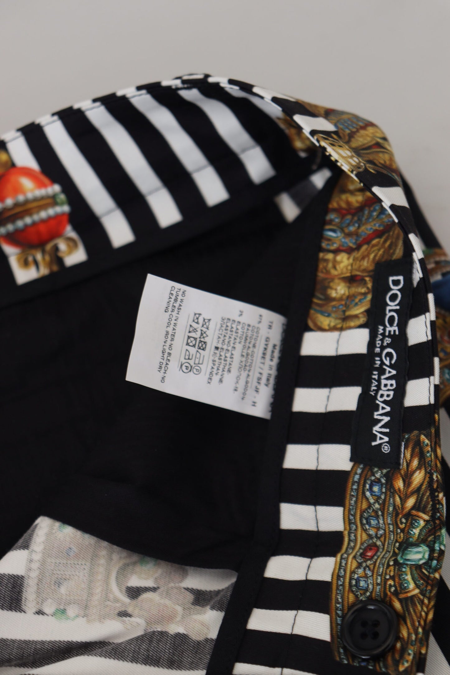 - Elegant Gold Crown Stripe Chino Pants