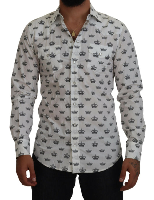 - Slim Fit Crown Print Dress Shirt