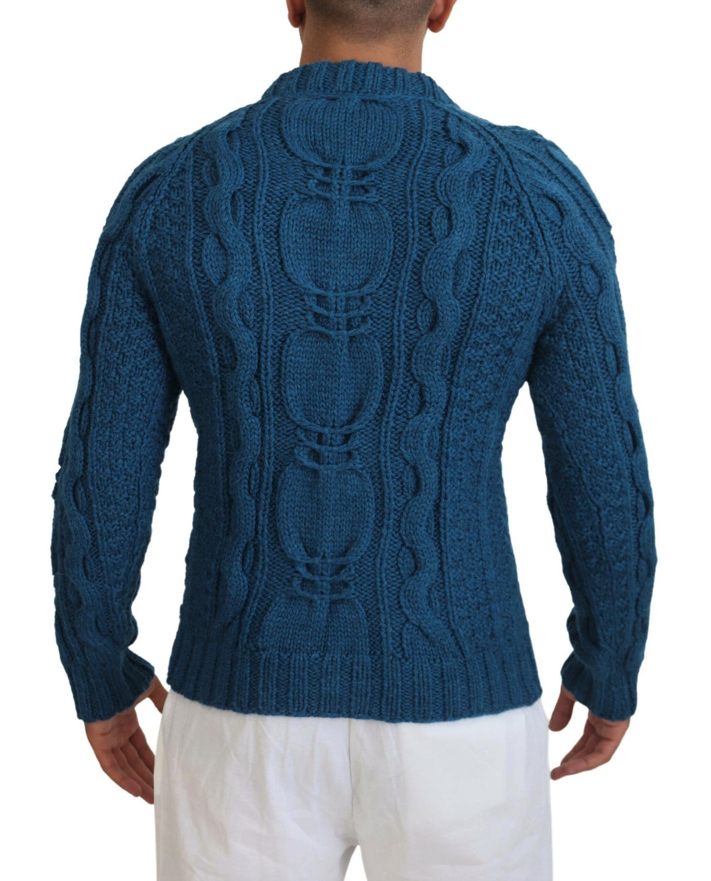 - Elegant Blue Crewneck Sweater